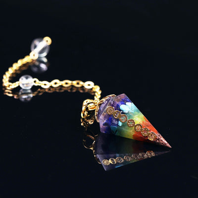 Orgonite Reiki Pendulum Natural Stone Amulet Healing 7 Chakra Crystal Energy Meditation Hexagonal Pendanr For Women Jewelry