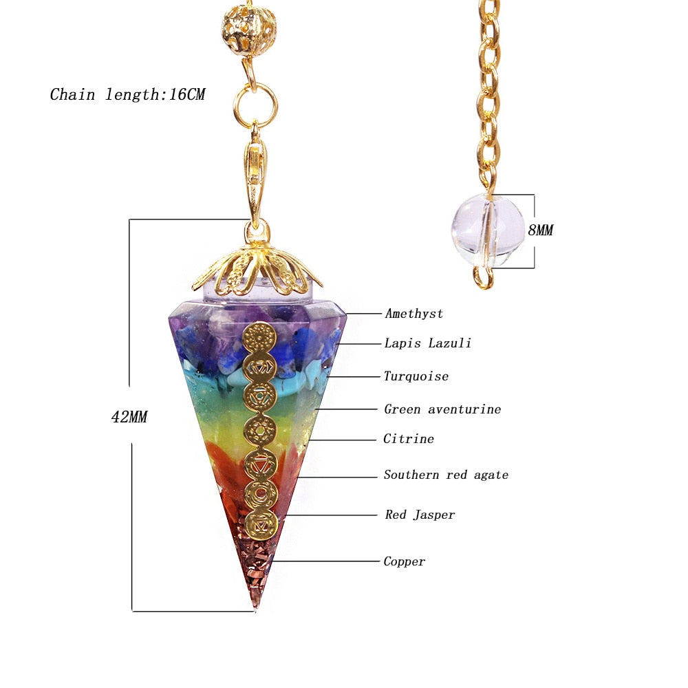 Orgonite Reiki Pendulum Natural Stone Amulet Healing 7 Chakra Crystal Energy Meditation Hexagonal Pendanr For Women Jewelry