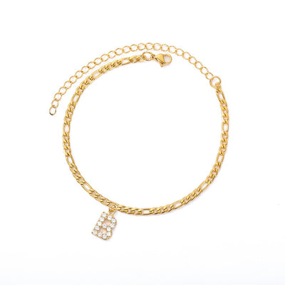 Tiny A-Z Initial Letter Anklets For Women Stainless Steel Gold Alphabet Cuban Link Anklet Bracelet Boho Jewelry Gift Bijoux