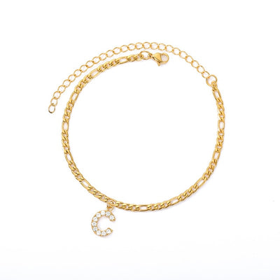 Tiny A-Z Initial Letter Anklets For Women Stainless Steel Gold Alphabet Cuban Link Anklet Bracelet Boho Jewelry Gift Bijoux