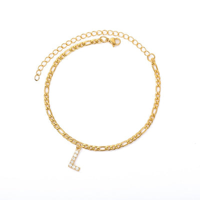 Tiny A-Z Initial Letter Anklets For Women Stainless Steel Gold Alphabet Cuban Link Anklet Bracelet Boho Jewelry Gift Bijoux