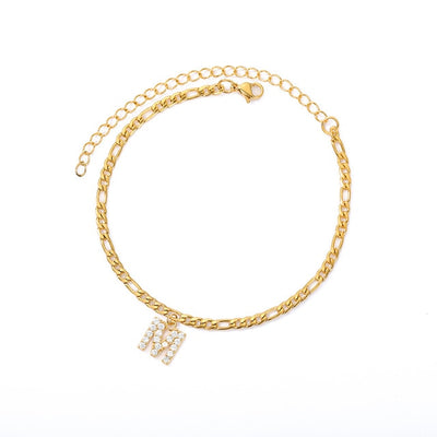 Tiny A-Z Initial Letter Anklets For Women Stainless Steel Gold Alphabet Cuban Link Anklet Bracelet Boho Jewelry Gift Bijoux