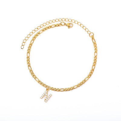 Tiny A-Z Initial Letter Anklets For Women Stainless Steel Gold Alphabet Cuban Link Anklet Bracelet Boho Jewelry Gift Bijoux