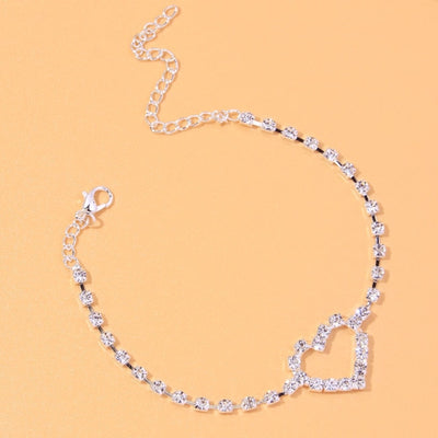 Stonefans Fashion Heart Rhinestone Anklets Wholesale Jewelry for Women Beach Barefoot Love Pendant Anklet Bracelet Leg Chain