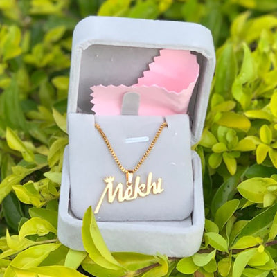 Gold Box Chain Custom Jewelry Personalized Name Pendant Necklace Handmade Cursive Nameplate Choker Women Men Bijoux BFF Gift