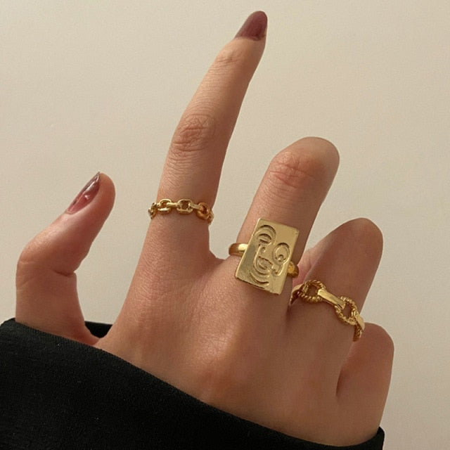 Hip Hop Cross Ring On Finger Chains Adjustable Jewelry Rings for Men Women Gothic anillos Aesthetic Rings 2021 Trend Accessories