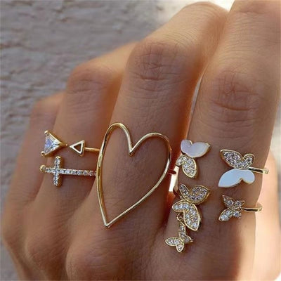 Moon Star Matching Rings for Women Anillos Mujer Gold Ring Set Bagues Girls Anillo Bohemian Jewellery Slytherin Accessories