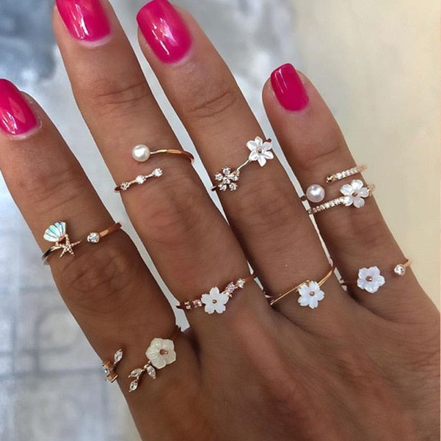 Moon Star Matching Rings for Women Anillos Mujer Gold Ring Set Bagues Girls Anillo Bohemian Jewellery Slytherin Accessories