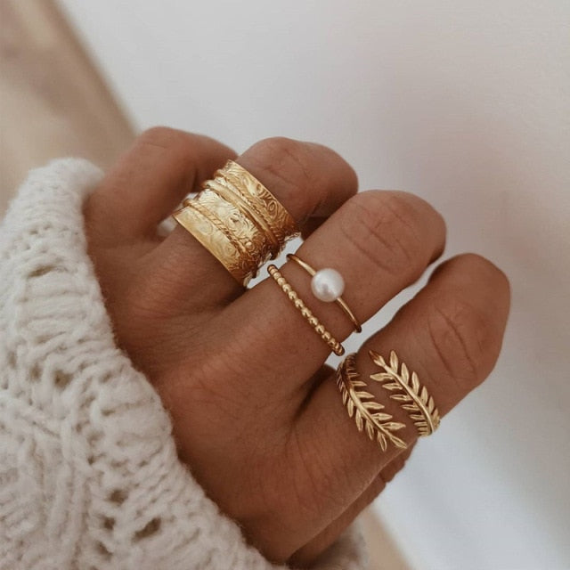 Moon Star Matching Rings for Women Anillos Mujer Gold Ring Set Bagues Girls Anillo Bohemian Jewellery Slytherin Accessories