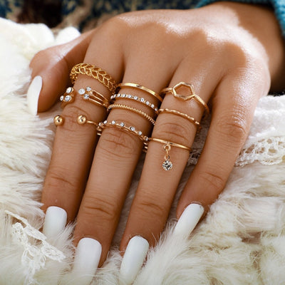 Moon Star Matching Rings for Women Anillos Mujer Gold Ring Set Bagues Girls Anillo Bohemian Jewellery Slytherin Accessories