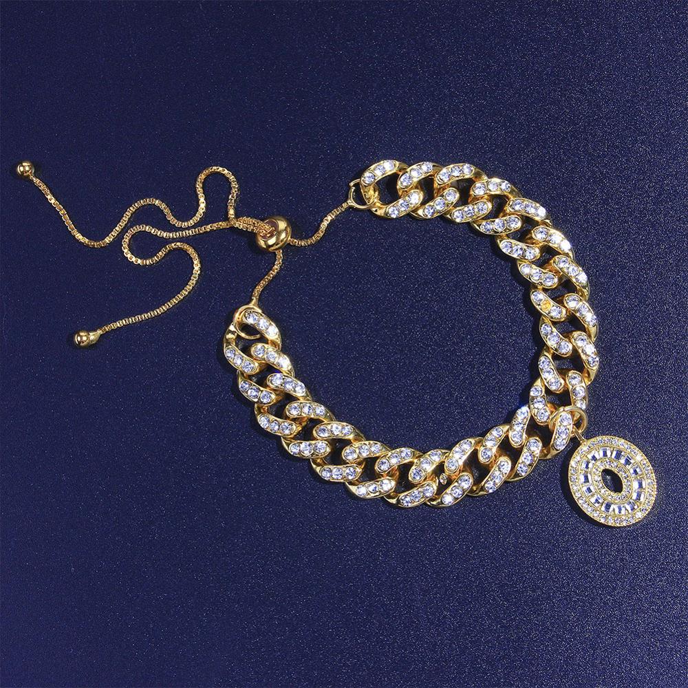 12mm DIY Gold Layered Initial Cuban Link Chain Iced Out Anklets for Women Cuban Anklet Ankle Bracelet Stainless Steel Jewelry