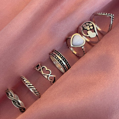 6Pcs Vintage Gothic Butterfly Angle Flower Multi Element Ring Set For Women Men Retro Personality Finger Ring Gifts