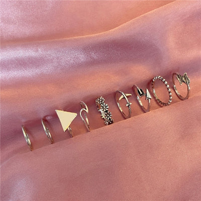 6Pcs Vintage Gothic Butterfly Angle Flower Multi Element Ring Set For Women Men Retro Personality Finger Ring Gifts