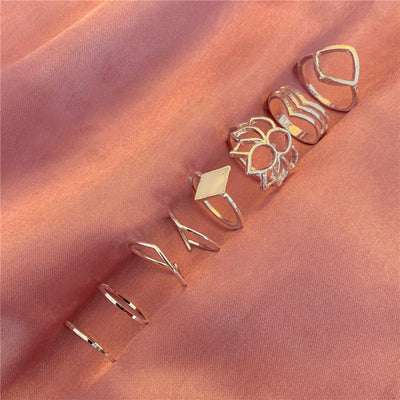 6Pcs Vintage Gothic Butterfly Angle Flower Multi Element Ring Set For Women Men Retro Personality Finger Ring Gifts
