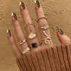 6Pcs Vintage Gothic Butterfly Angle Flower Multi Element Ring Set For Women Men Retro Personality Finger Ring Gifts