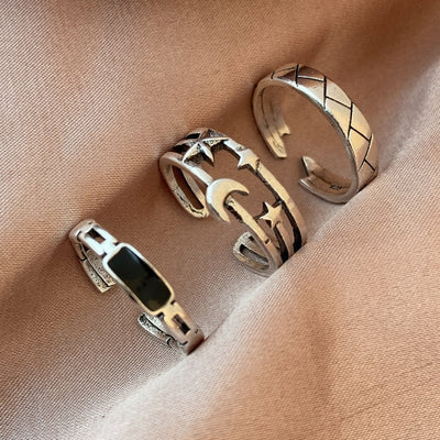 6Pcs Vintage Gothic Butterfly Angle Flower Multi Element Ring Set For Women Men Retro Personality Finger Ring Gifts