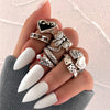 6Pcs Vintage Gothic Butterfly Angle Flower Multi Element Ring Set For Women Men Retro Personality Finger Ring Gifts