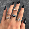 6Pcs Vintage Gothic Butterfly Angle Flower Multi Element Ring Set For Women Men Retro Personality Finger Ring Gifts