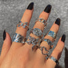 6Pcs Vintage Gothic Butterfly Angle Flower Multi Element Ring Set For Women Men Retro Personality Finger Ring Gifts