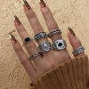 6Pcs Vintage Gothic Butterfly Angle Flower Multi Element Ring Set For Women Men Retro Personality Finger Ring Gifts
