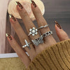 6Pcs Vintage Gothic Butterfly Angle Flower Multi Element Ring Set For Women Men Retro Personality Finger Ring Gifts