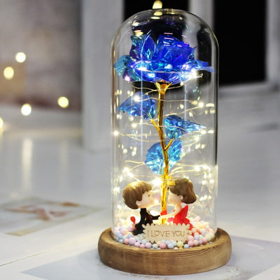 Artificial Eternal The Beast Beauty Rose Eternelle Flower In Glass Dome LED Christmas Mother&#39;s Birthday Valentines Day Gift