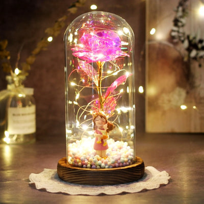 Artificial Eternal The Beast Beauty Rose Eternelle Flower In Glass Dome LED Christmas Mother&#39;s Birthday Valentines Day Gift