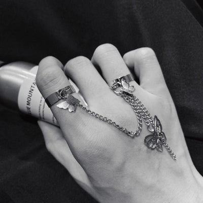 Hip Hop Cross Ring On Finger Chains Adjustable Jewelry Rings for Men Women Gothic anillos Aesthetic Rings 2021 Trend Accessories