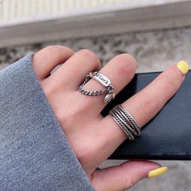 Hip Hop Cross Ring On Finger Chains Adjustable Jewelry Rings for Men Women Gothic anillos Aesthetic Rings 2021 Trend Accessories