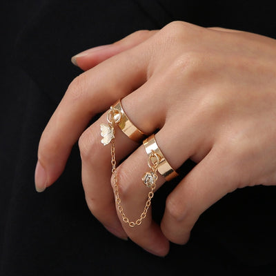 Hip Hop Cross Ring On Finger Chains Adjustable Jewelry Rings for Men Women Gothic anillos Aesthetic Rings 2021 Trend Accessories