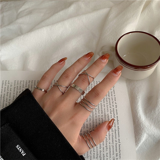 Hip Hop Cross Ring On Finger Chains Adjustable Jewelry Rings for Men Women Gothic anillos Aesthetic Rings 2021 Trend Accessories