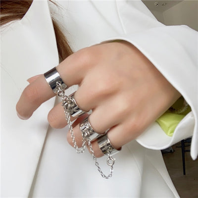 Hip Hop Cross Ring On Finger Chains Adjustable Jewelry Rings for Men Women Gothic anillos Aesthetic Rings 2021 Trend Accessories
