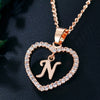 Womens Jewelry Name Initials Heart Pendant Necklace 26 Letters Zircon Love Necklaces Girls Gifts the First Letter Accessories