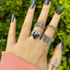 6Pcs Vintage Gothic Butterfly Angle Flower Multi Element Ring Set For Women Men Retro Personality Finger Ring Gifts