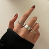 6Pcs/set Punk Finger Rings Minimalist Smooth Gold/black Geometric Metal Rings for Women Girls Party Jewelry Bijoux Femme