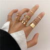 6Pcs/set Punk Finger Rings Minimalist Smooth Gold/black Geometric Metal Rings for Women Girls Party Jewelry Bijoux Femme