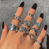 6Pcs Vintage Gothic Butterfly Angle Flower Multi Element Ring Set For Women Men Retro Personality Finger Ring Gifts