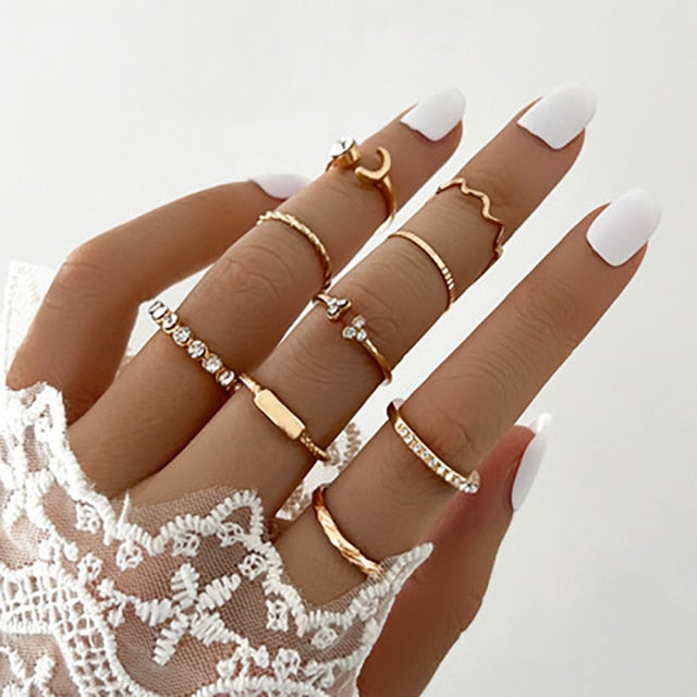 YADELAI Retro Alloy Snake Moon Ring Set Simple Style Gothic ring Jewelry Suit New 2021 Fashion Trend Jewelry Accessories