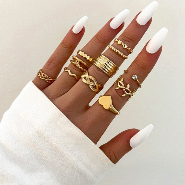 YADELAI Retro Alloy Snake Moon Ring Set Simple Style Gothic ring Jewelry Suit New 2021 Fashion Trend Jewelry Accessories