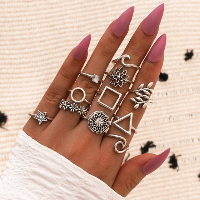 YADELAI Retro Alloy Snake Moon Ring Set Simple Style Gothic ring Jewelry Suit New 2021 Fashion Trend Jewelry Accessories