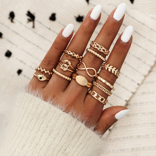 YADELAI Retro Alloy Snake Moon Ring Set Simple Style Gothic ring Jewelry Suit New 2021 Fashion Trend Jewelry Accessories
