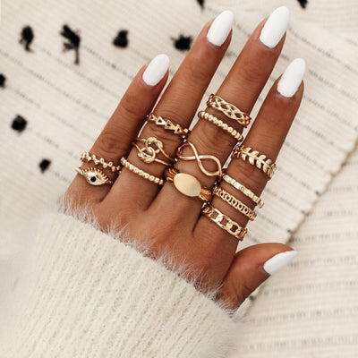 YADELAI Retro Alloy Snake Moon Ring Set Simple Style Gothic ring Jewelry Suit New 2021 Fashion Trend Jewelry Accessories