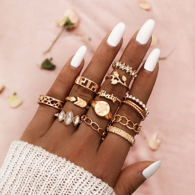 YADELAI Retro Alloy Snake Moon Ring Set Simple Style Gothic ring Jewelry Suit New 2021 Fashion Trend Jewelry Accessories