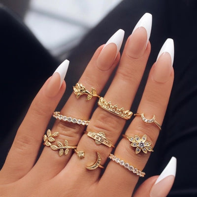 YADELAI Retro Alloy Snake Moon Ring Set Simple Style Gothic ring Jewelry Suit New 2021 Fashion Trend Jewelry Accessories