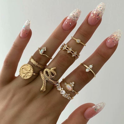 YADELAI Retro Alloy Snake Moon Ring Set Simple Style Gothic ring Jewelry Suit New 2021 Fashion Trend Jewelry Accessories