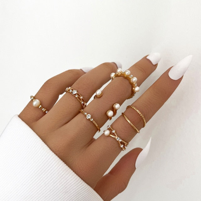 YADELAI Retro Alloy Snake Moon Ring Set Simple Style Gothic ring Jewelry Suit New 2021 Fashion Trend Jewelry Accessories