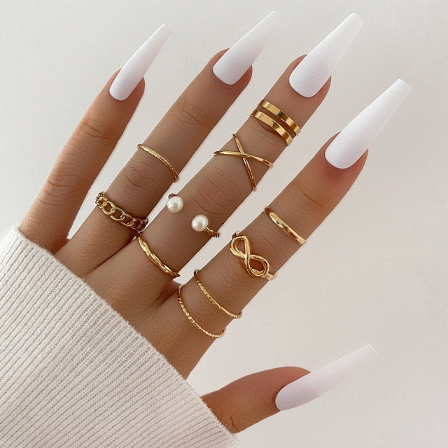 YADELAI Retro Alloy Snake Moon Ring Set Simple Style Gothic ring Jewelry Suit New 2021 Fashion Trend Jewelry Accessories