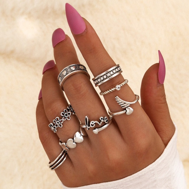 YADELAI Retro Alloy Snake Moon Ring Set Simple Style Gothic ring Jewelry Suit New 2021 Fashion Trend Jewelry Accessories