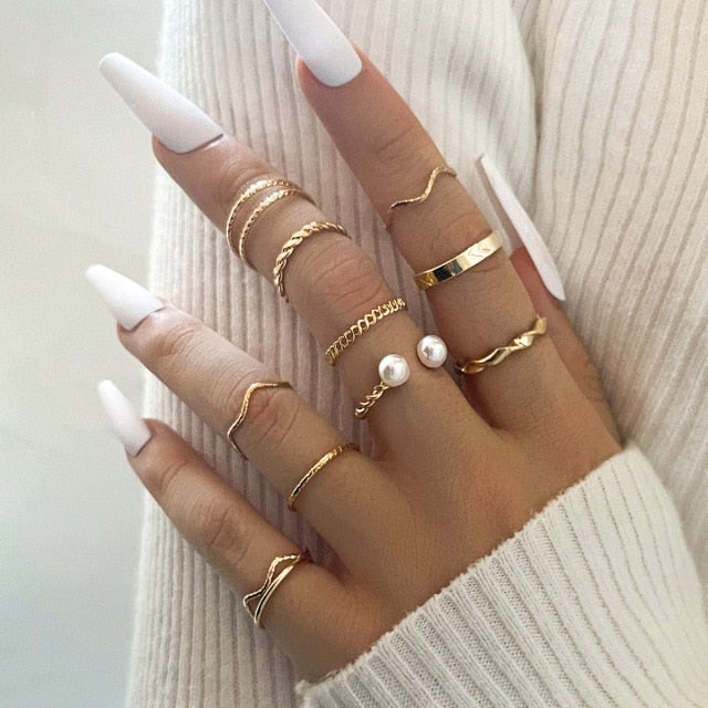 YADELAI Retro Alloy Snake Moon Ring Set Simple Style Gothic ring Jewelry Suit New 2021 Fashion Trend Jewelry Accessories