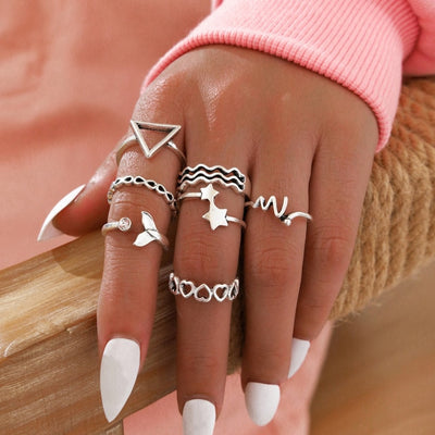 YADELAI Retro Alloy Snake Moon Ring Set Simple Style Gothic ring Jewelry Suit New 2021 Fashion Trend Jewelry Accessories